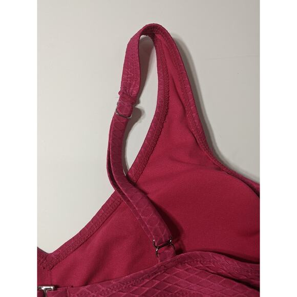 Xhilaration Bikini Top Textured V Neck Pink Juniors XL Bralette Swimsuit Beach - Picture 8 of 11